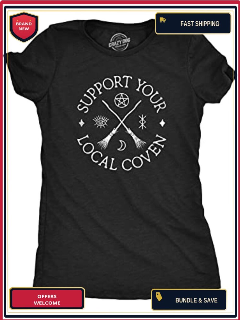 Halloween Witches Tee Slim Fit Crew Neck Short Sleeve Womens T-Shirt